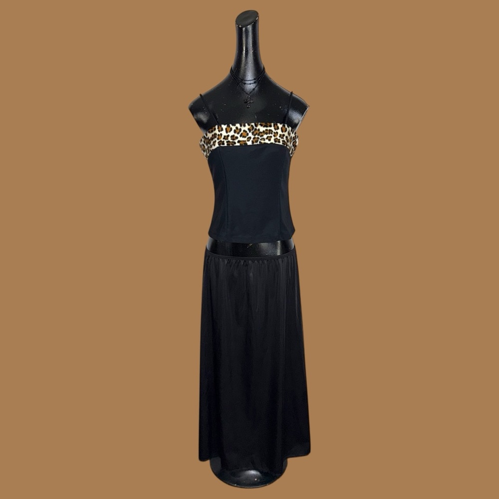 Rave city vintage black camisole with leopard print trim